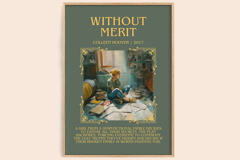 Without Merit minimalist book poster by Colleen Hoover – framed literary art print