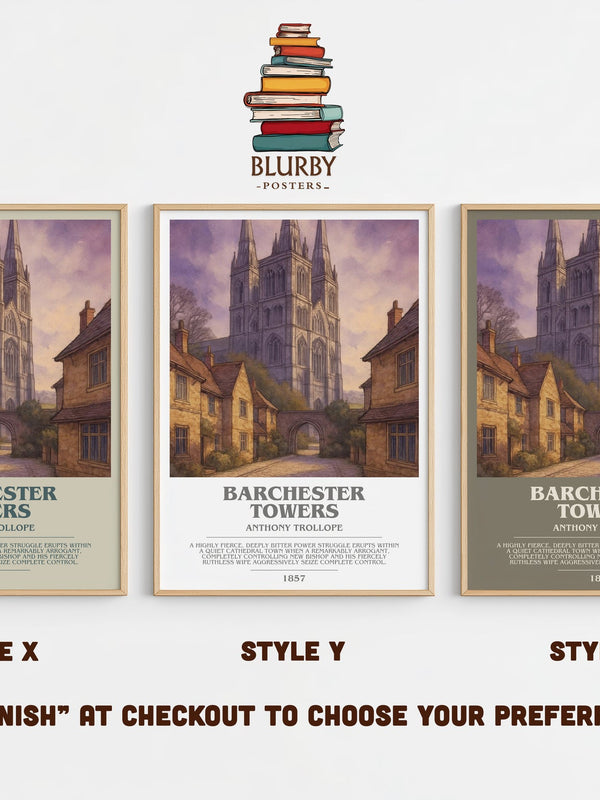 Barchester Towers bookish print in frame leaning in hallway – classic literature wall art