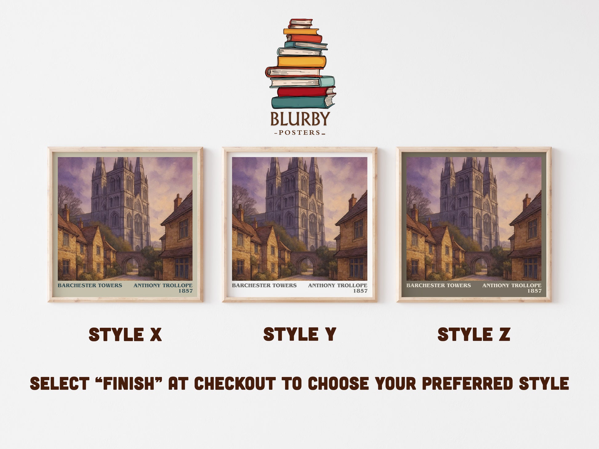 Barchester Towers literary print in frame leaning in hallway – classic literature wall art