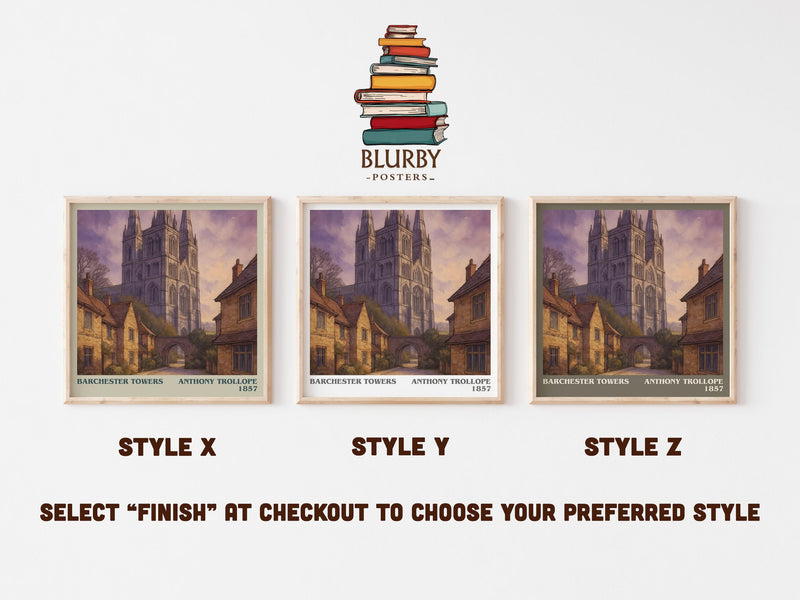 Barchester Towers literary print in frame leaning in hallway – classic literature wall art