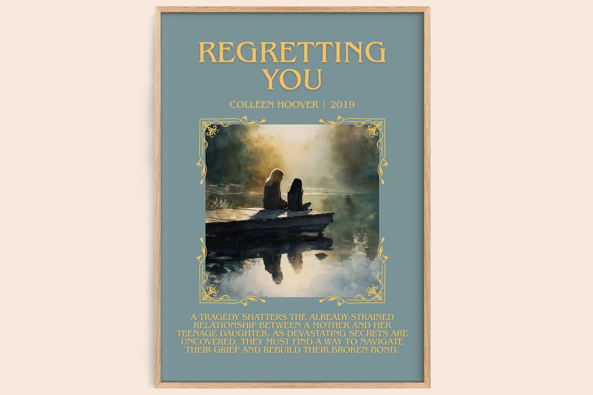 Regretting You minimalist book poster by Colleen Hoover – framed literary art print
