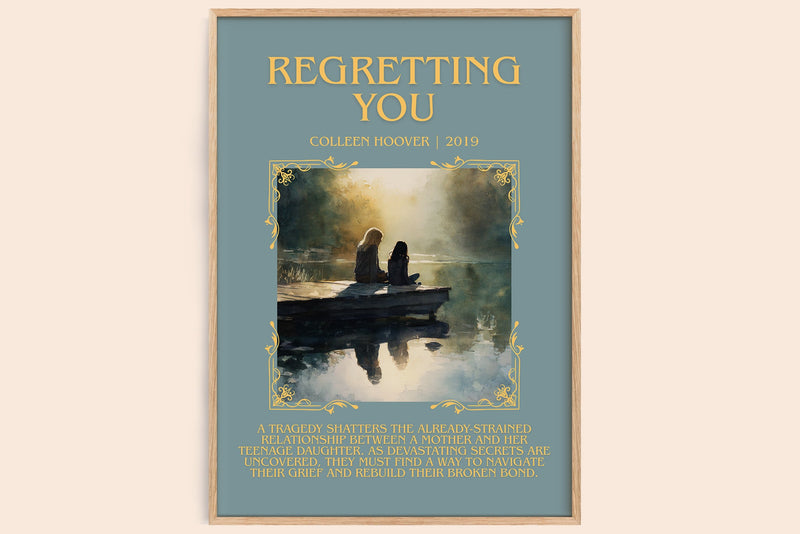 Regretting You minimalist book poster by Colleen Hoover – framed literary art print
