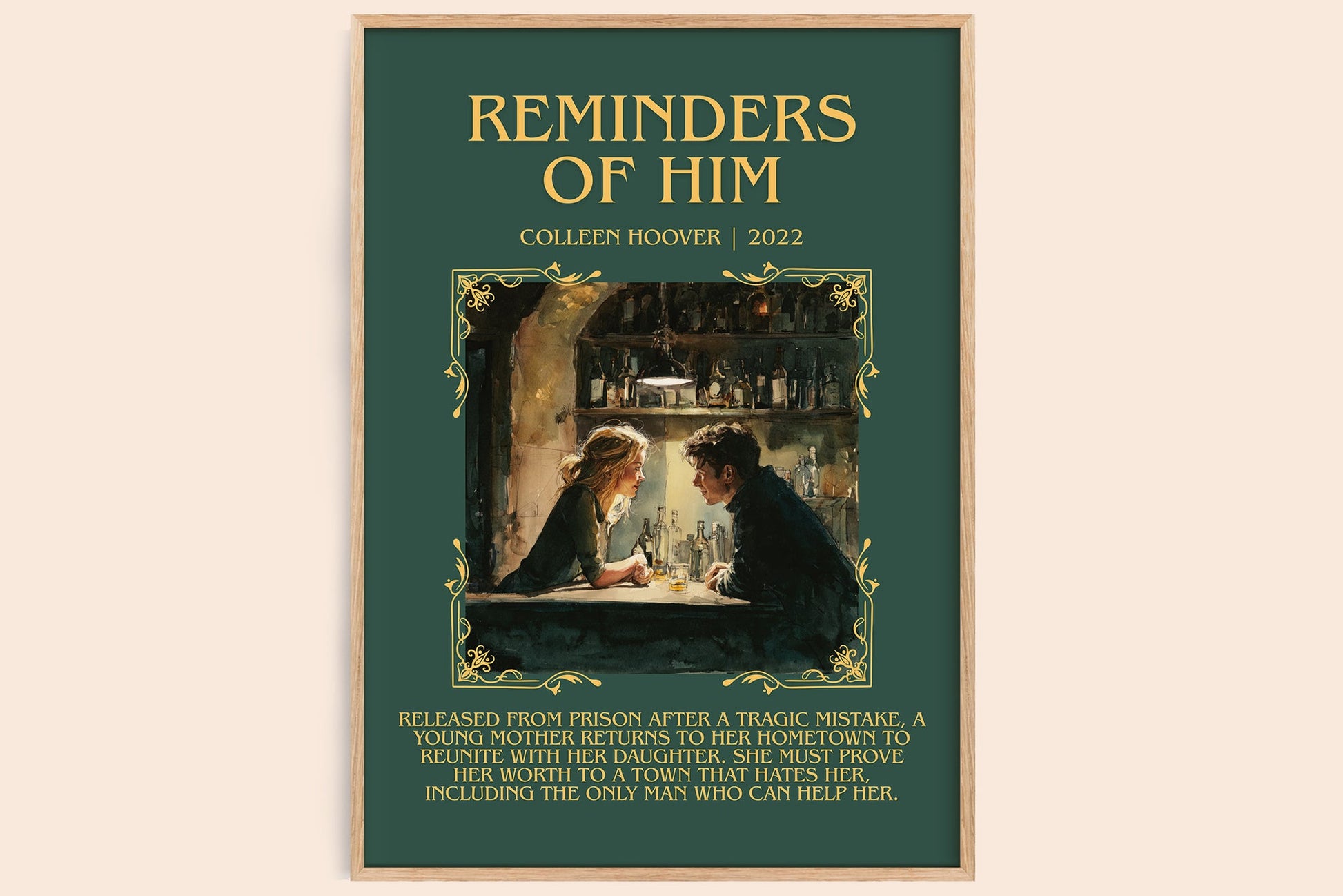 Reminders of Him minimalist book poster by Colleen Hoover – framed literary art print