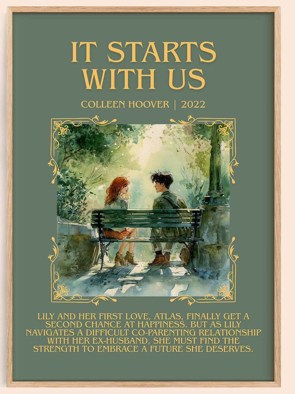 It Starts With Us minimalist book poster by Colleen Hoover – framed literary art print