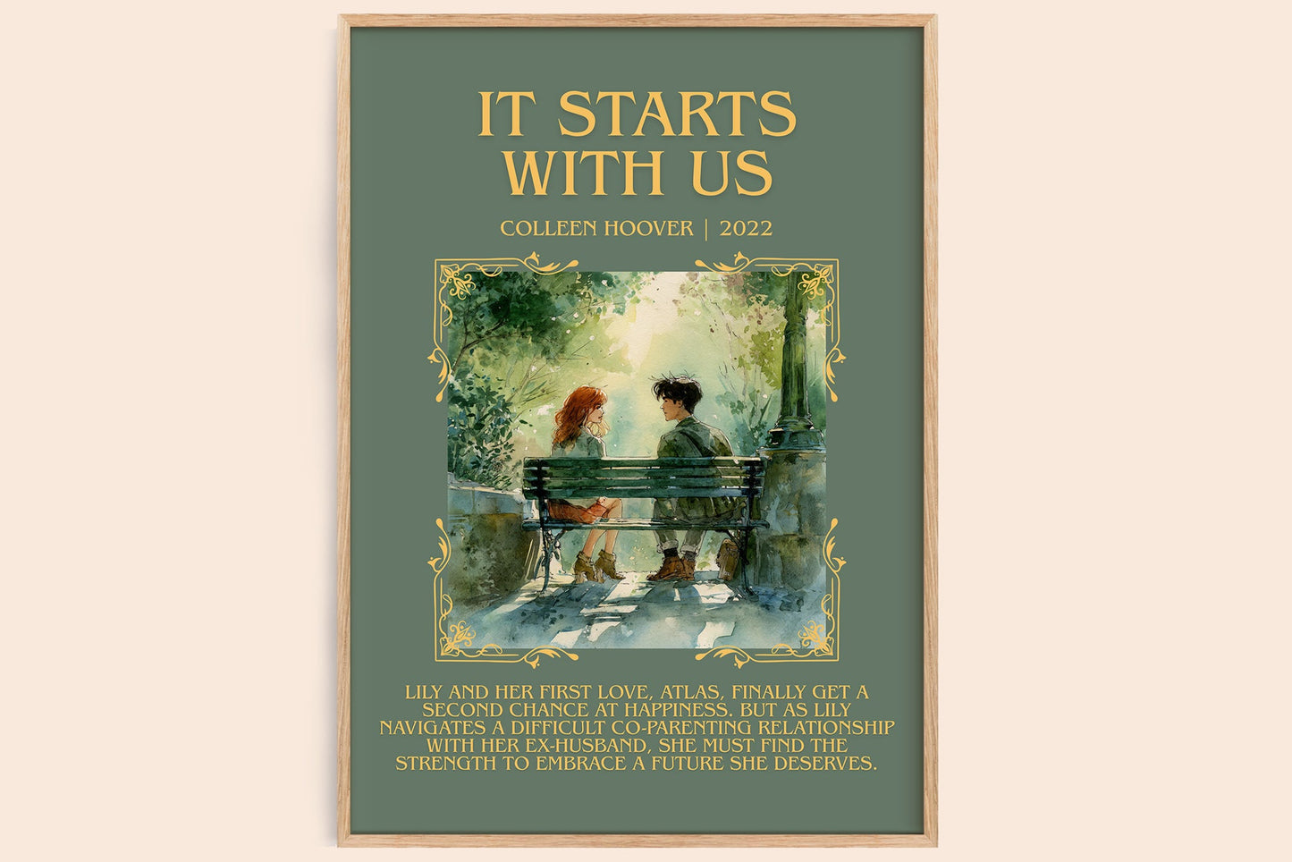 It Starts With Us minimalist book poster by Colleen Hoover – framed literary art print