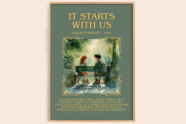 It Starts With Us minimalist book poster by Colleen Hoover – framed literary art print