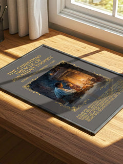 Christmas Miracle of Jonathan Toomey Minimalist Book Poster – print on a sunlit desk