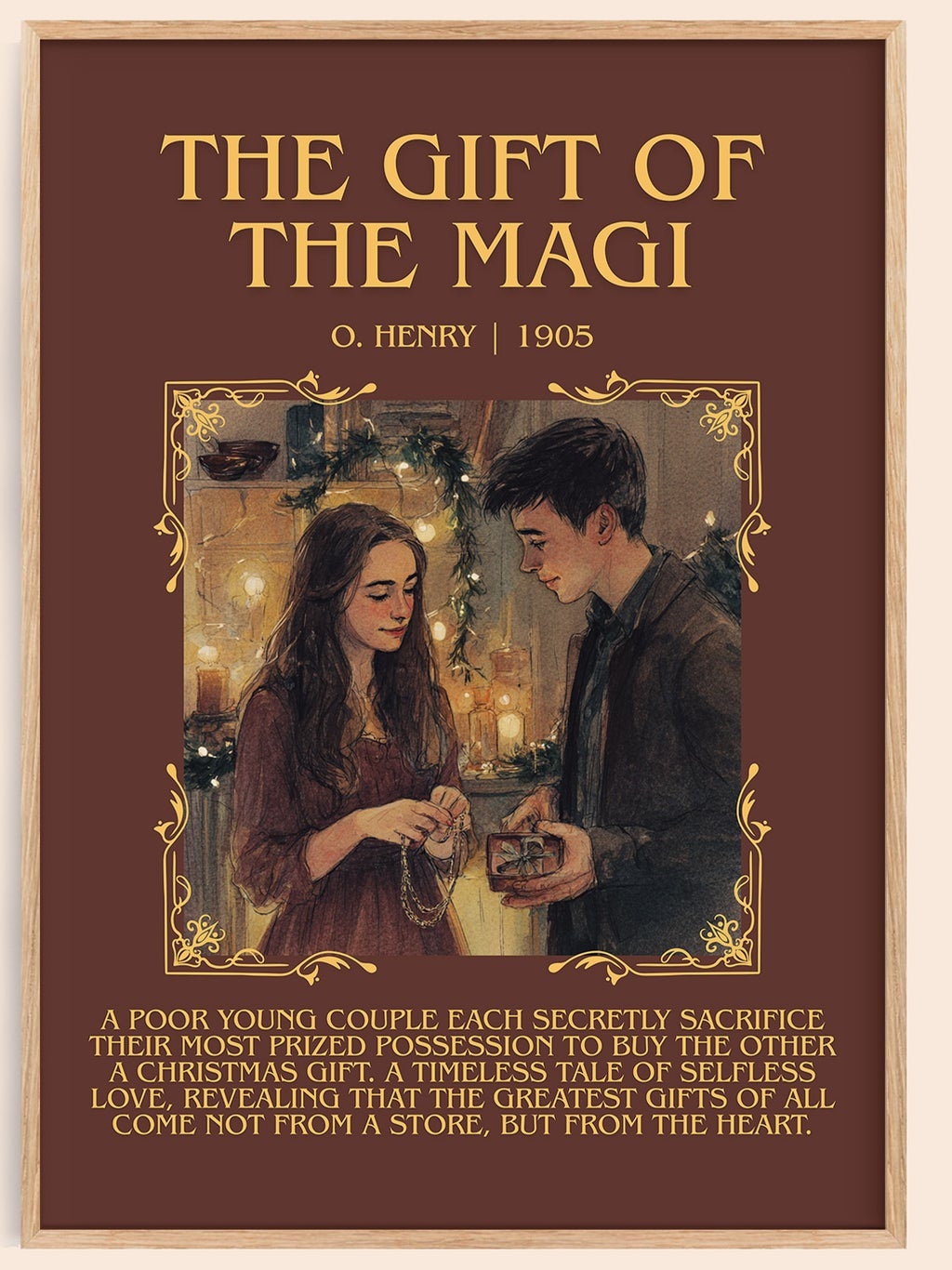 The Gift Of The Magi minimalist book poster by O. Henry – framed literary art print