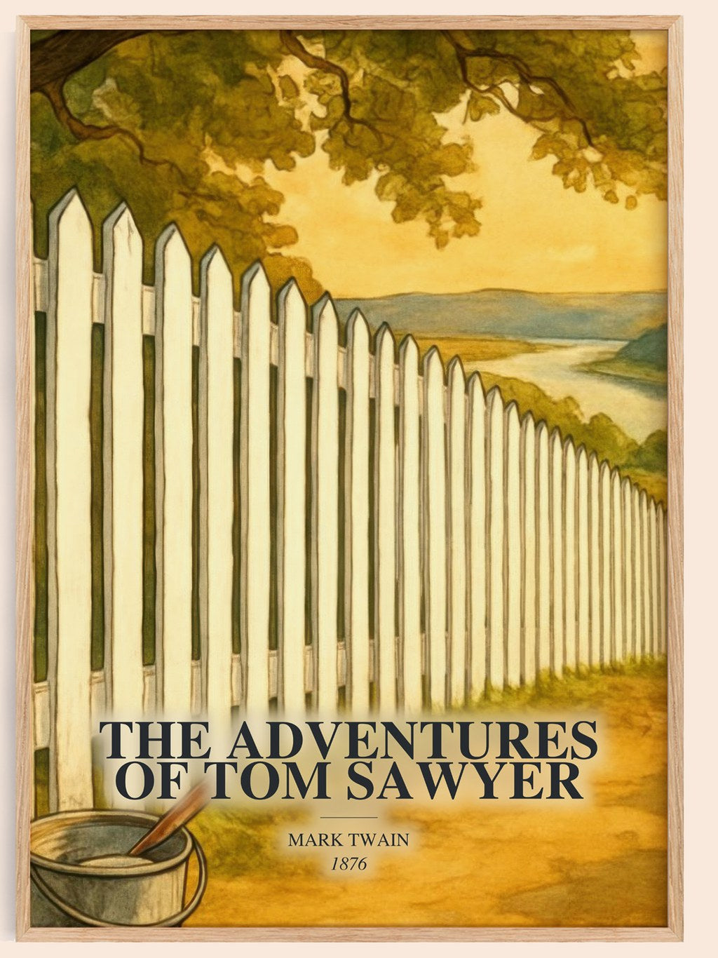 The Adventures Of Tom Sawyer watercolour book poster by Mark Twain – framed literary art print