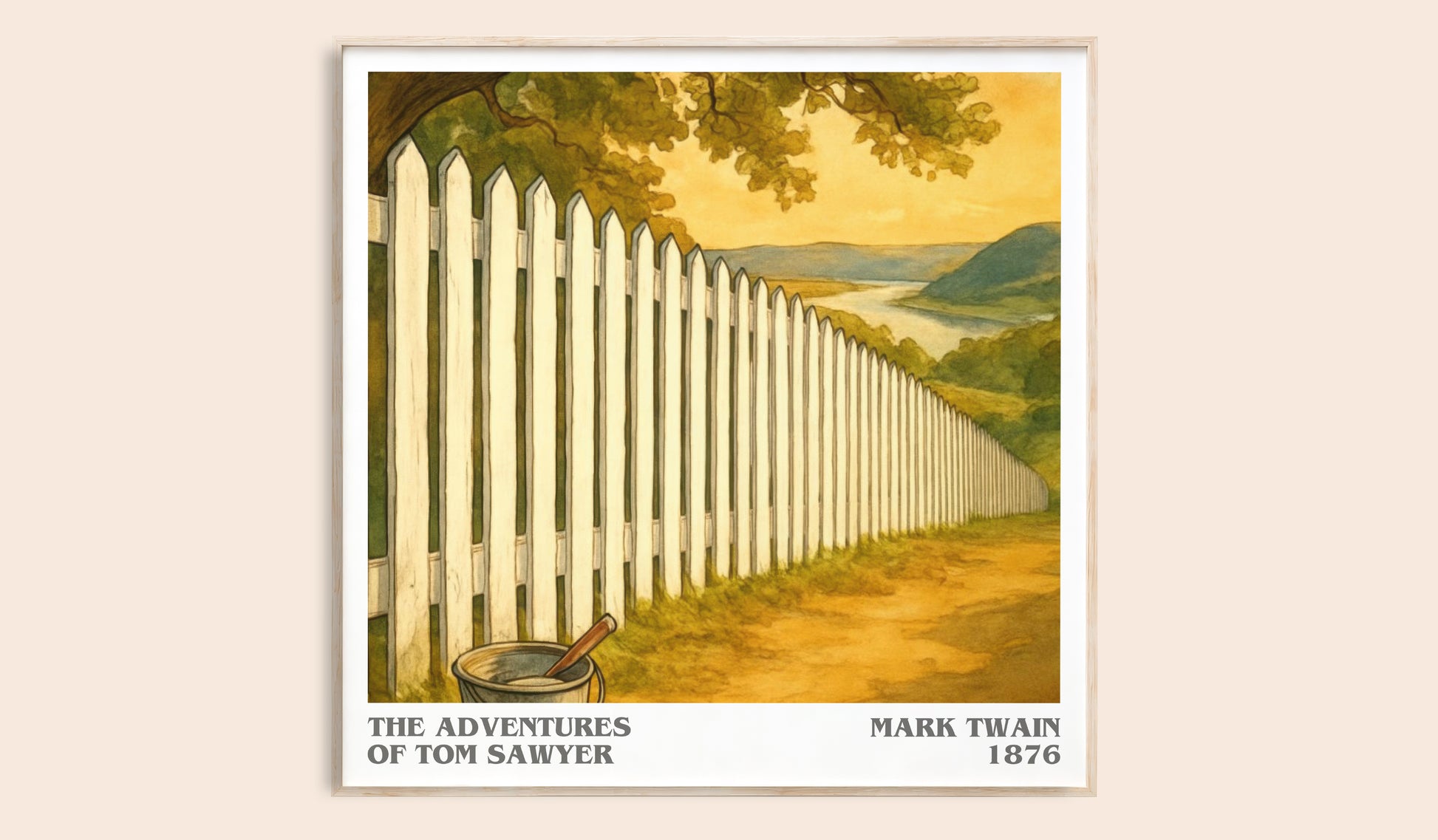 The Adventures Of Tom Sawyer literary book poster by Mark Twain – framed literary art print