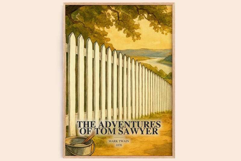 The Adventures Of Tom Sawyer watercolour book poster by Mark Twain – framed literary art print