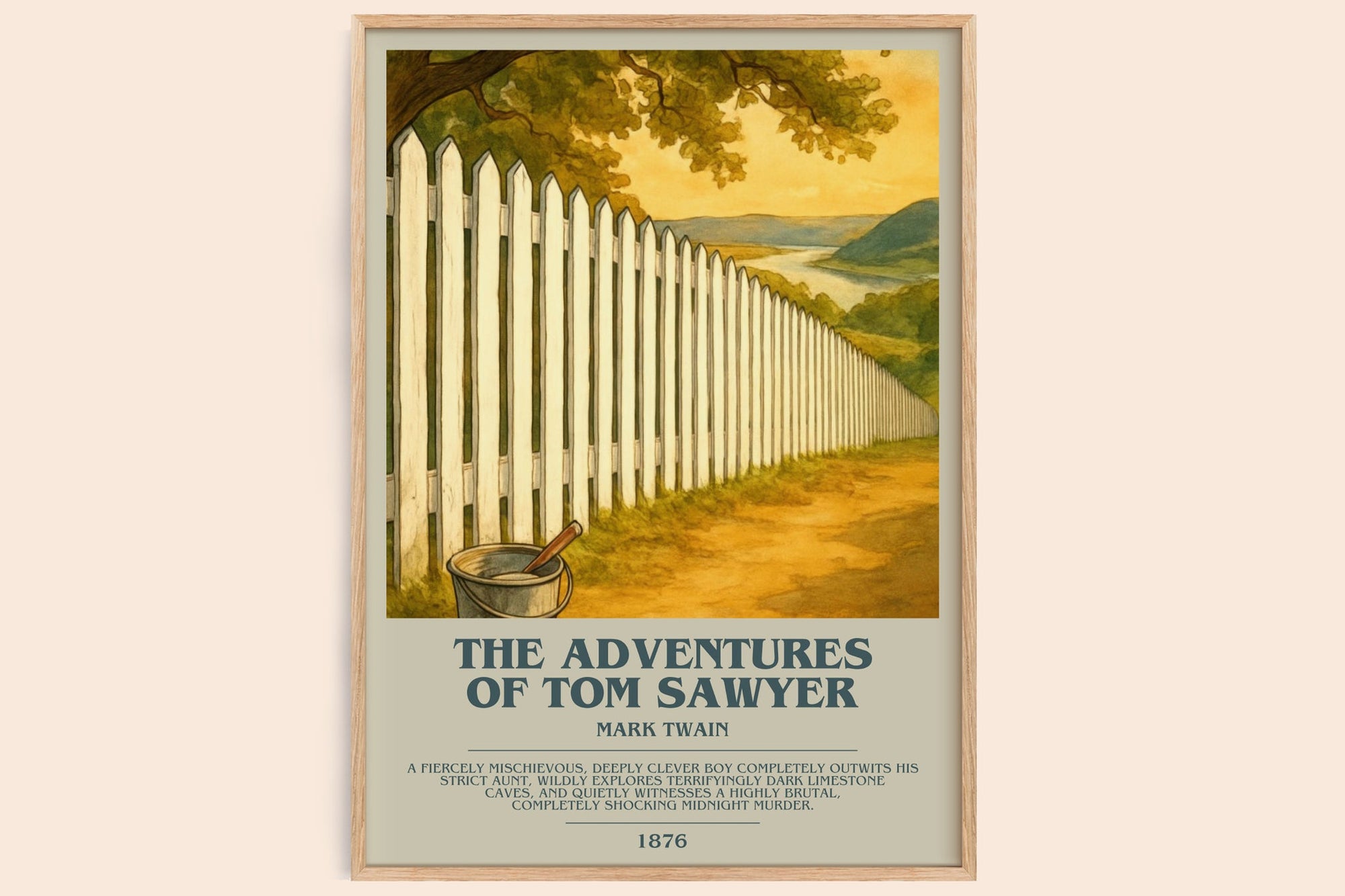 The Adventures Of Tom Sawyer bookish book poster by Mark Twain – framed literary art print