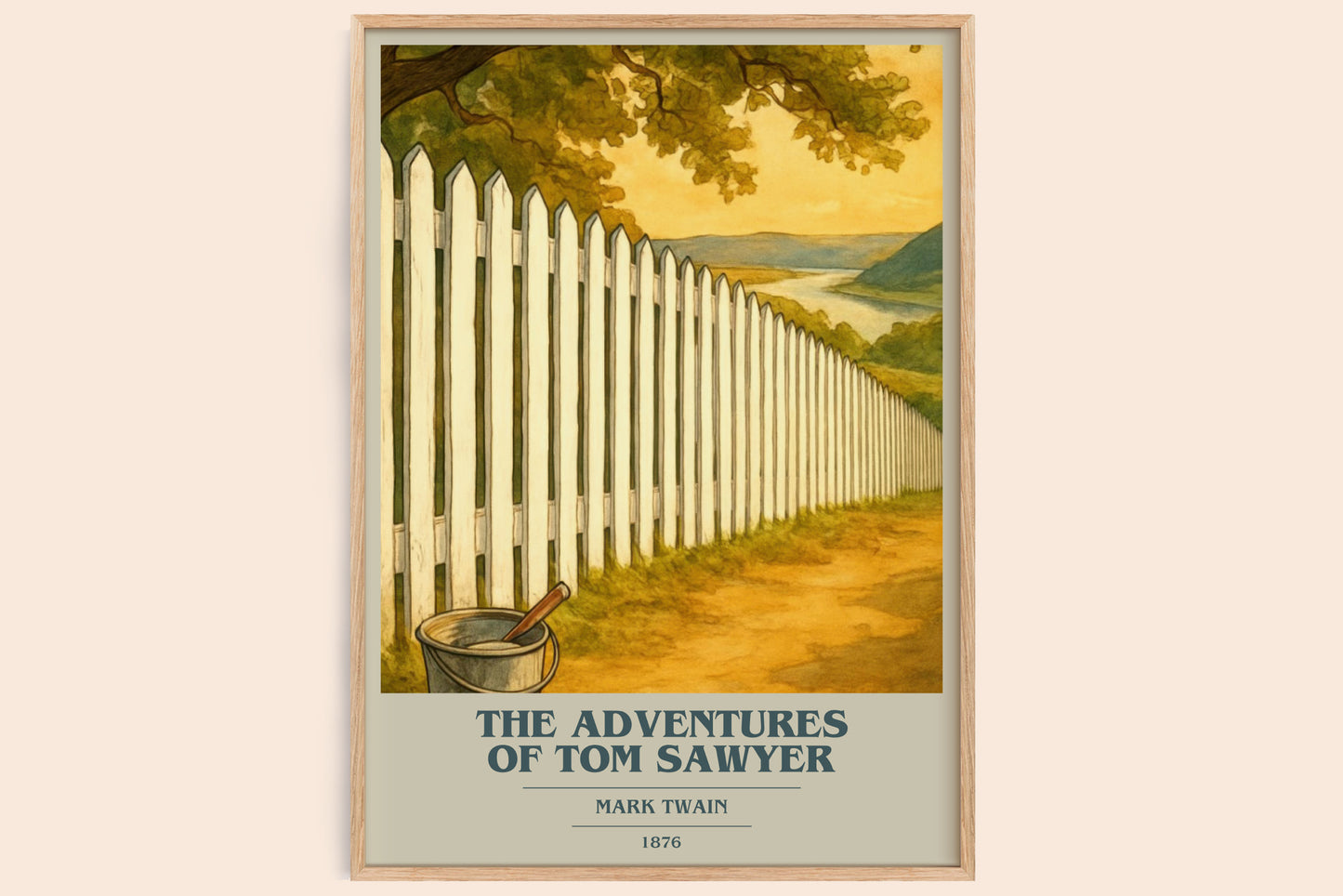 The Adventures Of Tom Sawyer book cover book poster by Mark Twain – framed literary art print