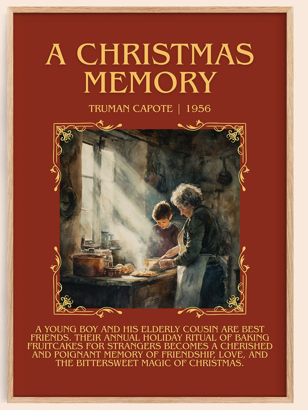 A Christmas Memory minimalist book poster by Truman Capote – framed literary art print