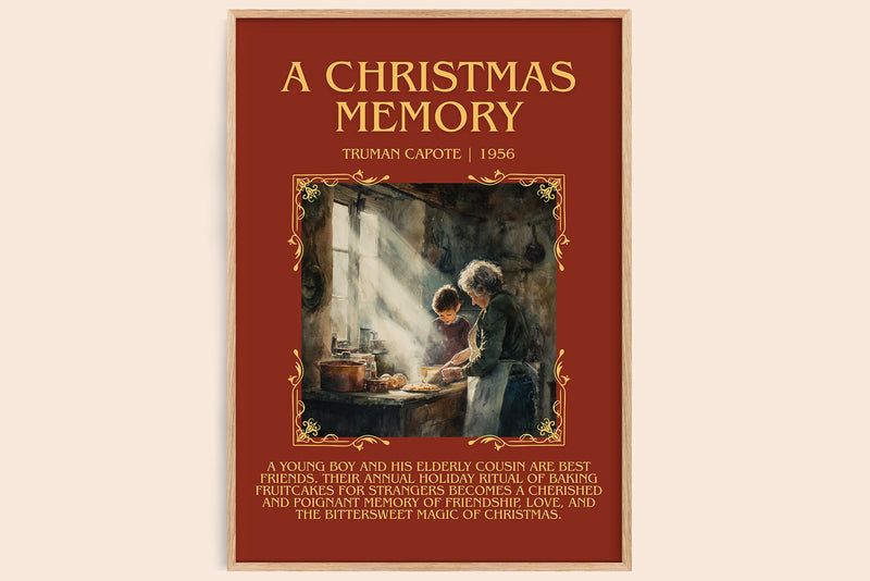 A Christmas Memory minimalist book poster by Truman Capote – framed literary art print