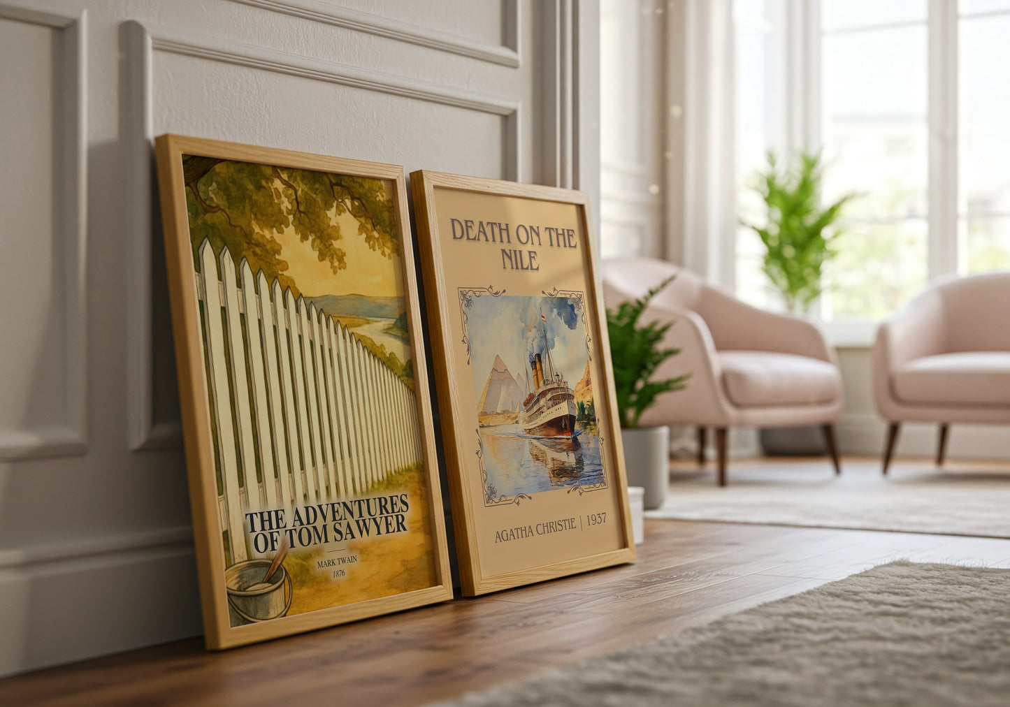 The Adventures Of Tom Sawyer watercolour print framed by window – literary home decor