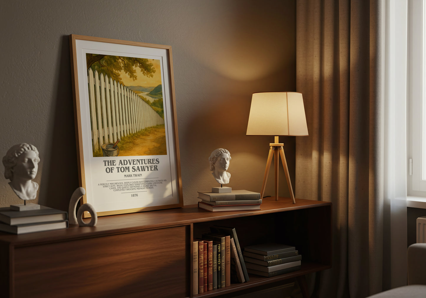 The Adventures Of Tom Sawyer bookish book poster framed on wall – childrens wall art