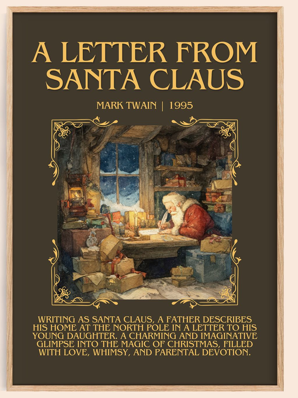 A Letter From Santa Claus Minimalist Book Poster by Mark Twain – book poster