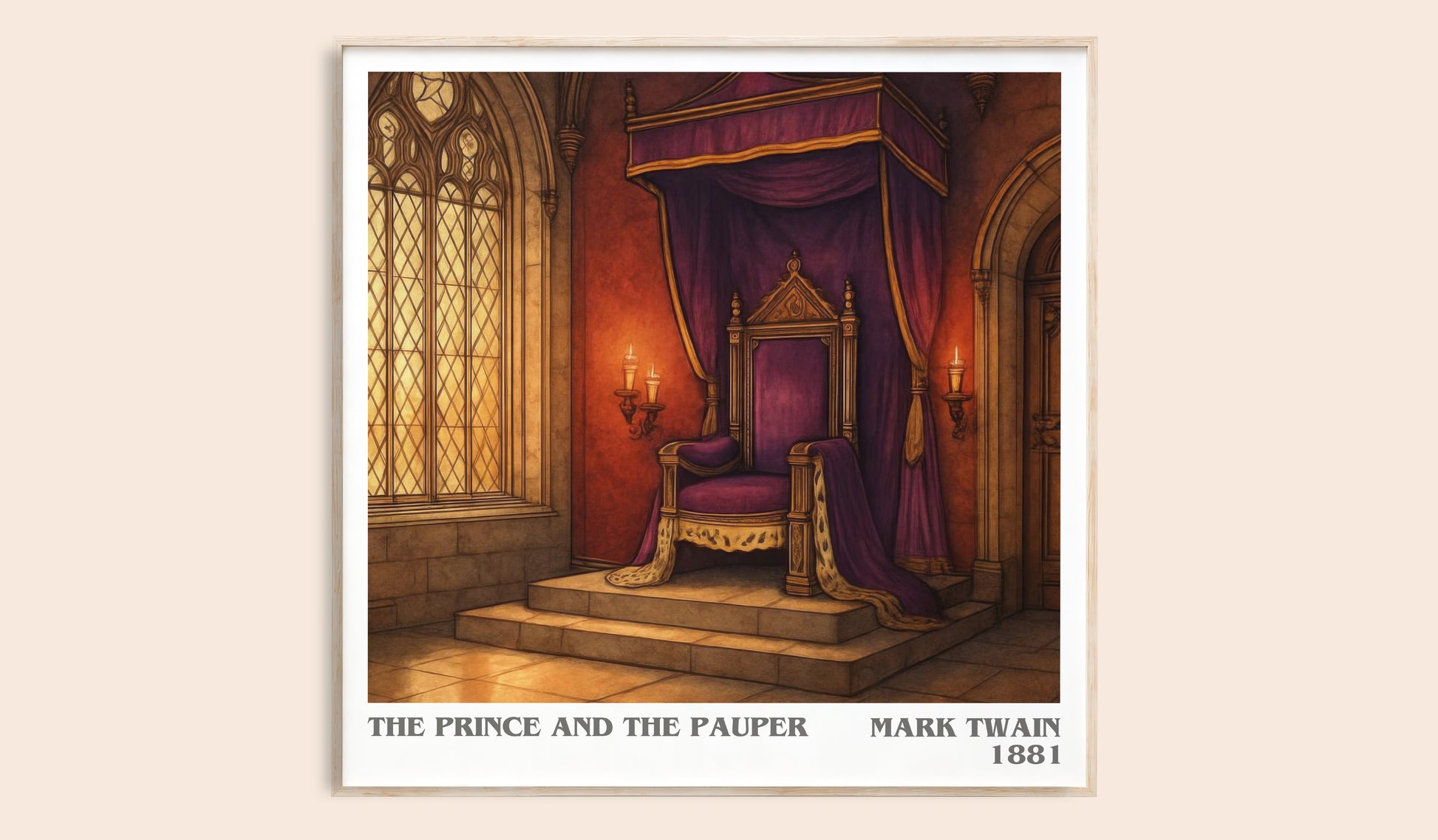 The Prince And The Pauper literary book poster by Mark Twain – framed literary art print