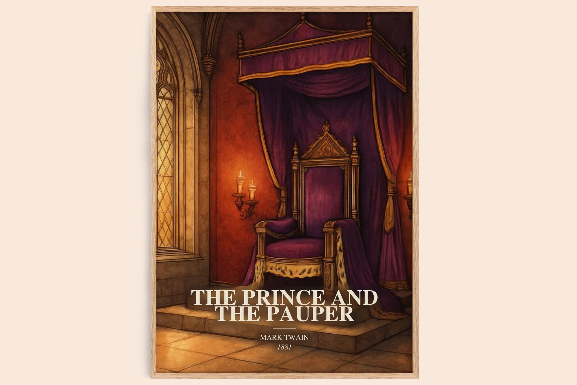 The Prince And The Pauper watercolour book poster by Mark Twain – framed literary art print