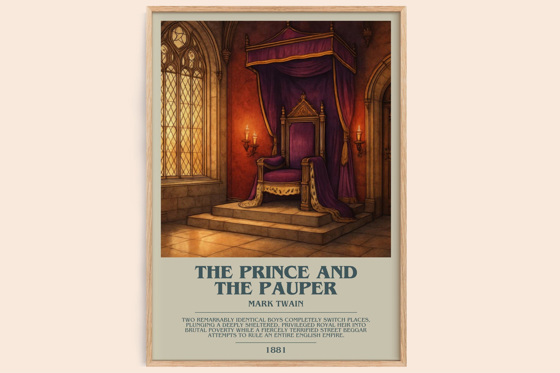 The Prince And The Pauper bookish book poster by Mark Twain – framed literary art print