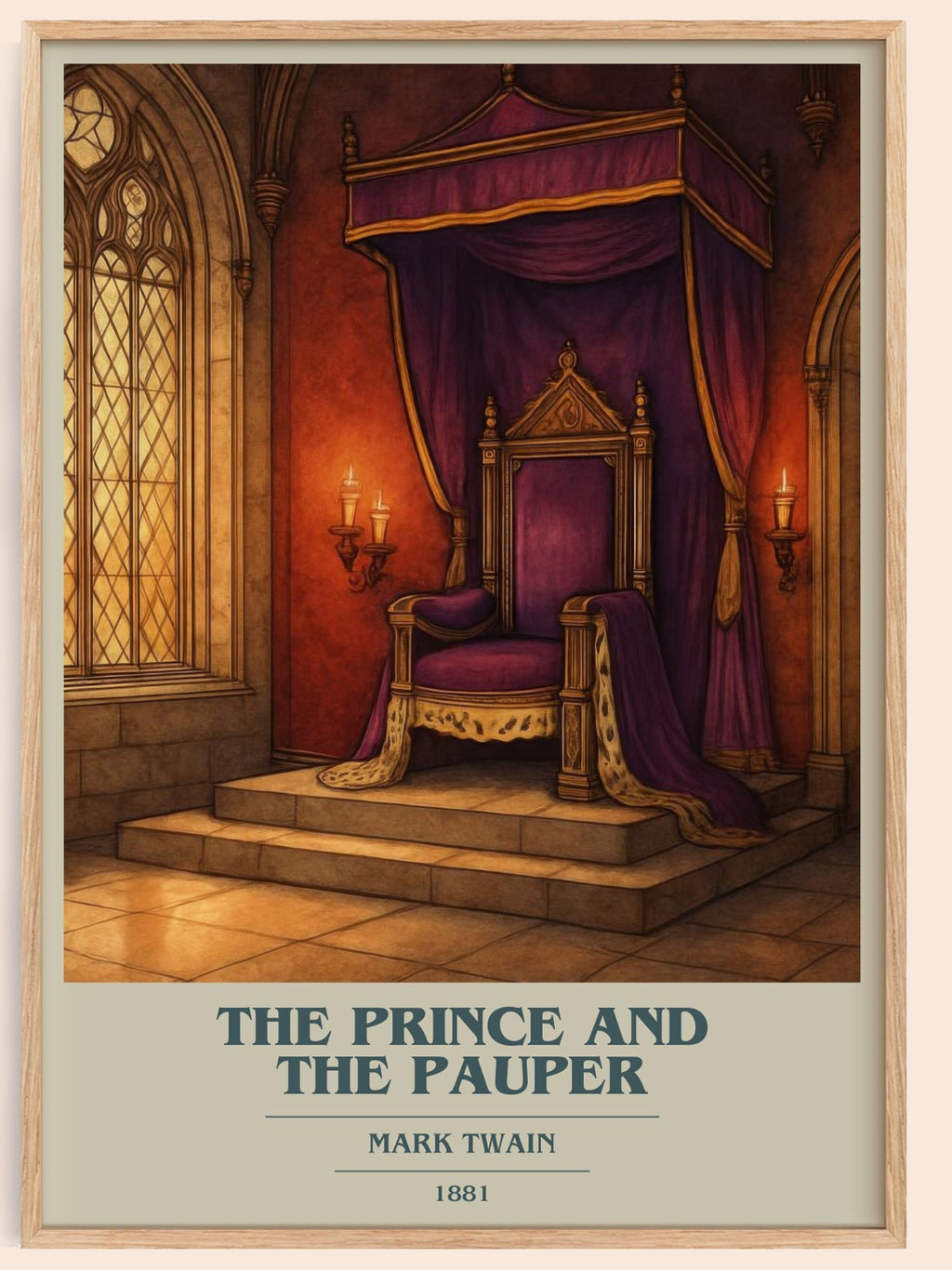 The Prince And The Pauper book cover book poster by Mark Twain – framed literary art print