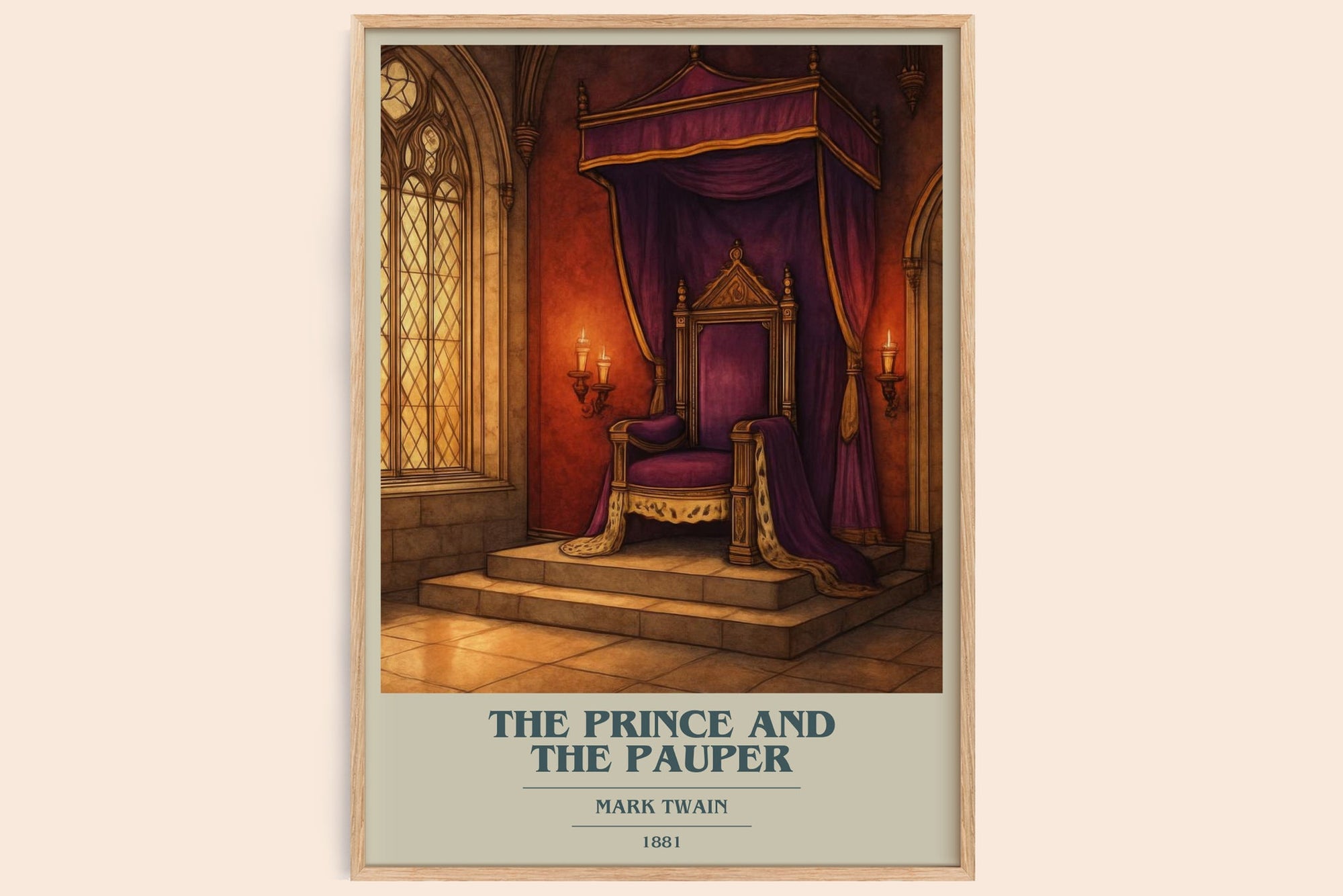 The Prince And The Pauper book cover book poster by Mark Twain – framed literary art print