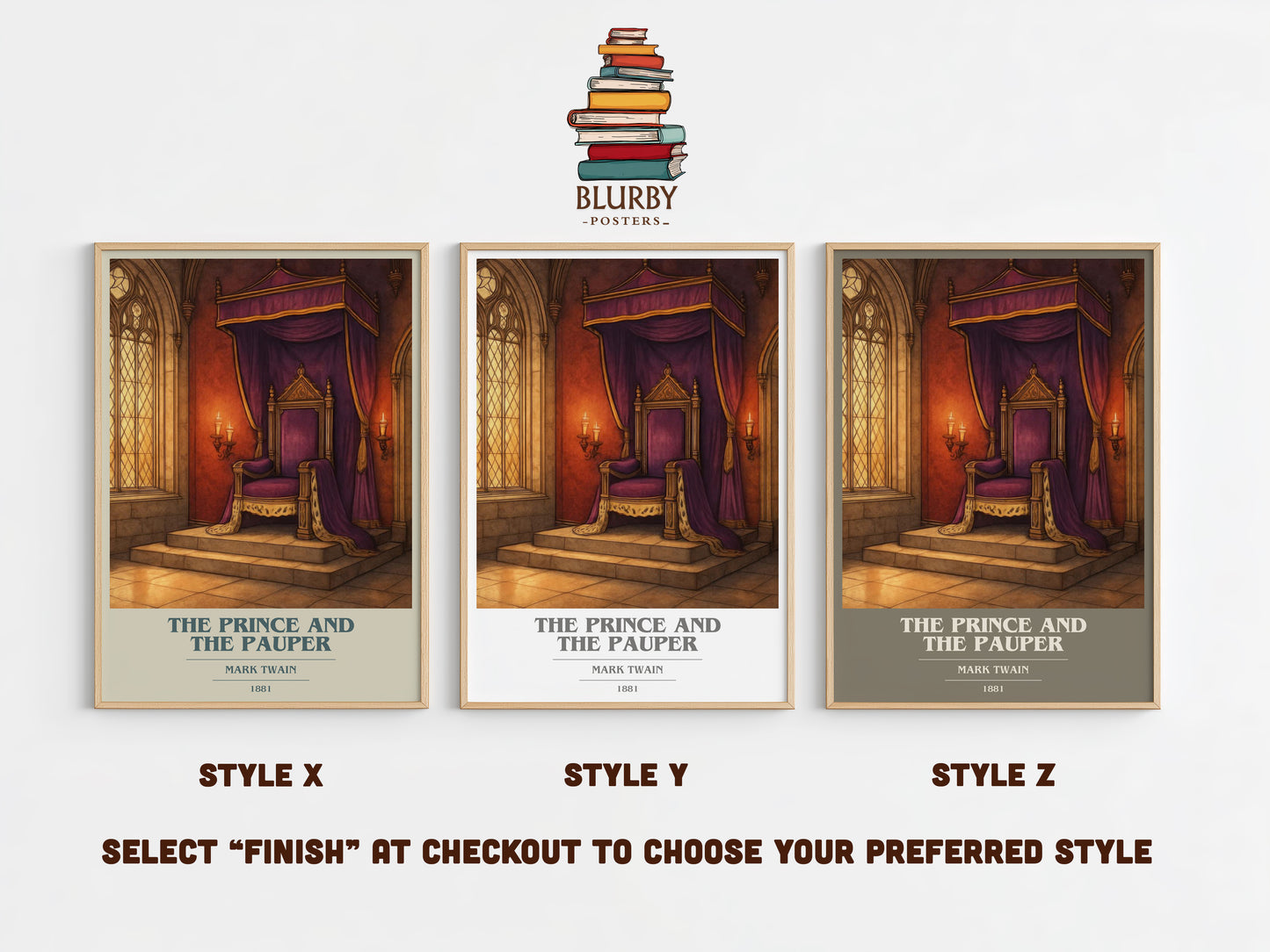 The Prince And The Pauper book cover print in frame leaning in hallway – historical fiction wall art