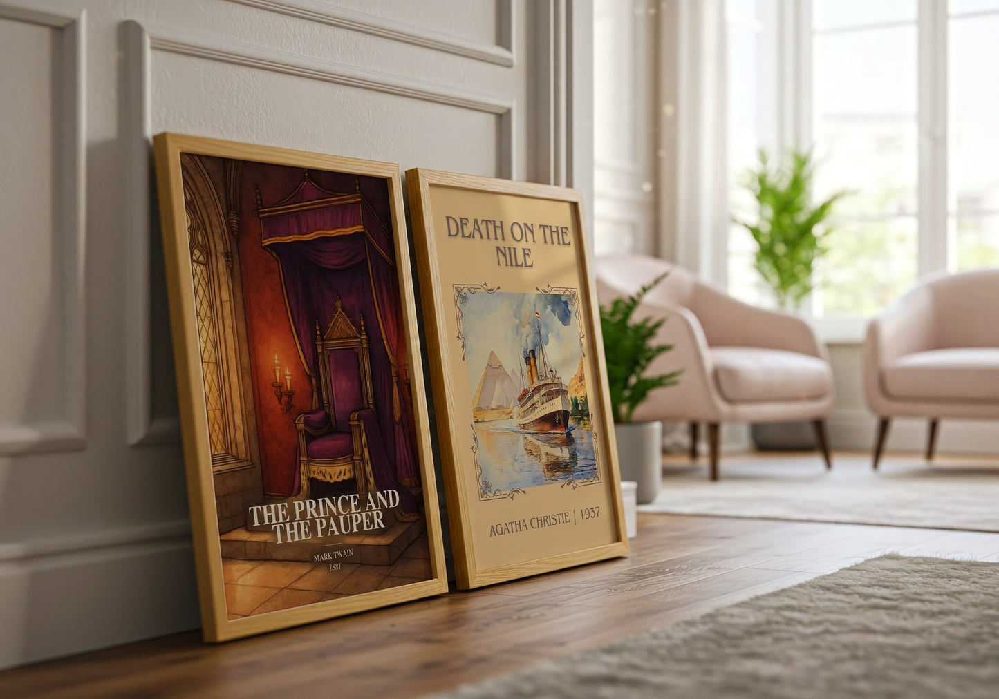 The Prince And The Pauper watercolour print framed by window – literary home decor