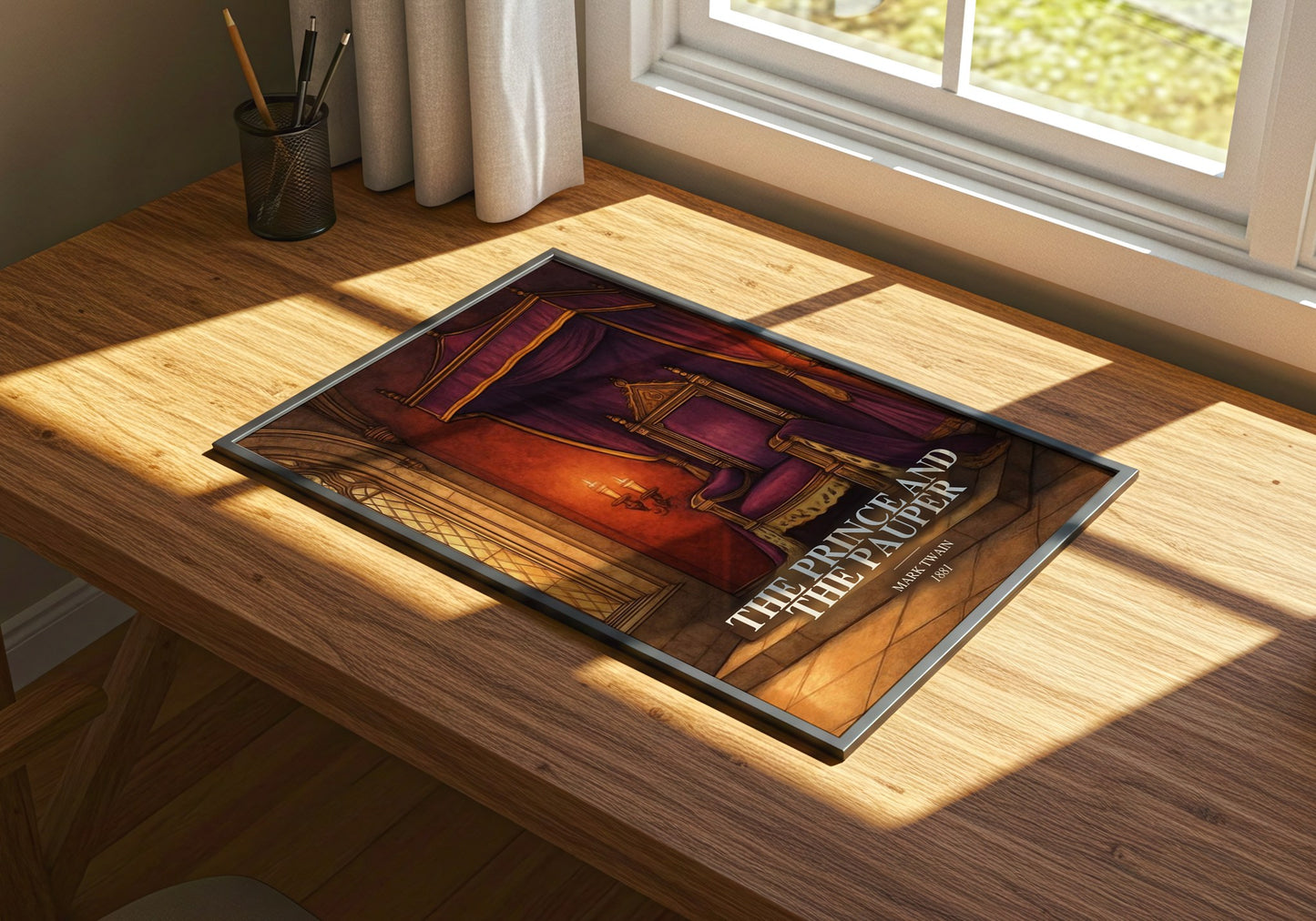 The Prince And The Pauper watercolour book poster framed on wall – historical fiction wall art