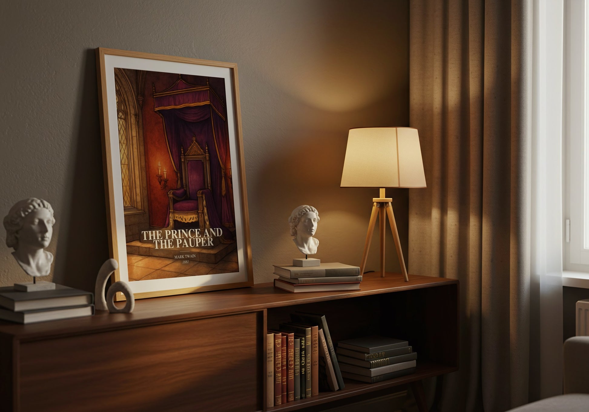 The Prince And The Pauper watercolour print on bookshelf – Mark Twain fan gift