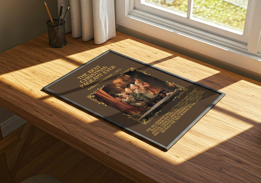 Best Christmas Pageant Ever Minimalist Book Poster by Barbara Robinson – print on a sunlit desk