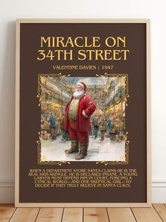 Miracle On 34Th Street Minimalist Book Poster by Valentine Davies – framed print leaning on a wooden floor