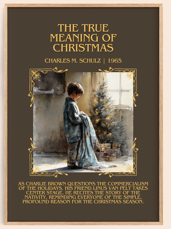 True Meaning Of Christmas Minimalist Book Poster by Charles M. Schulz – book poster