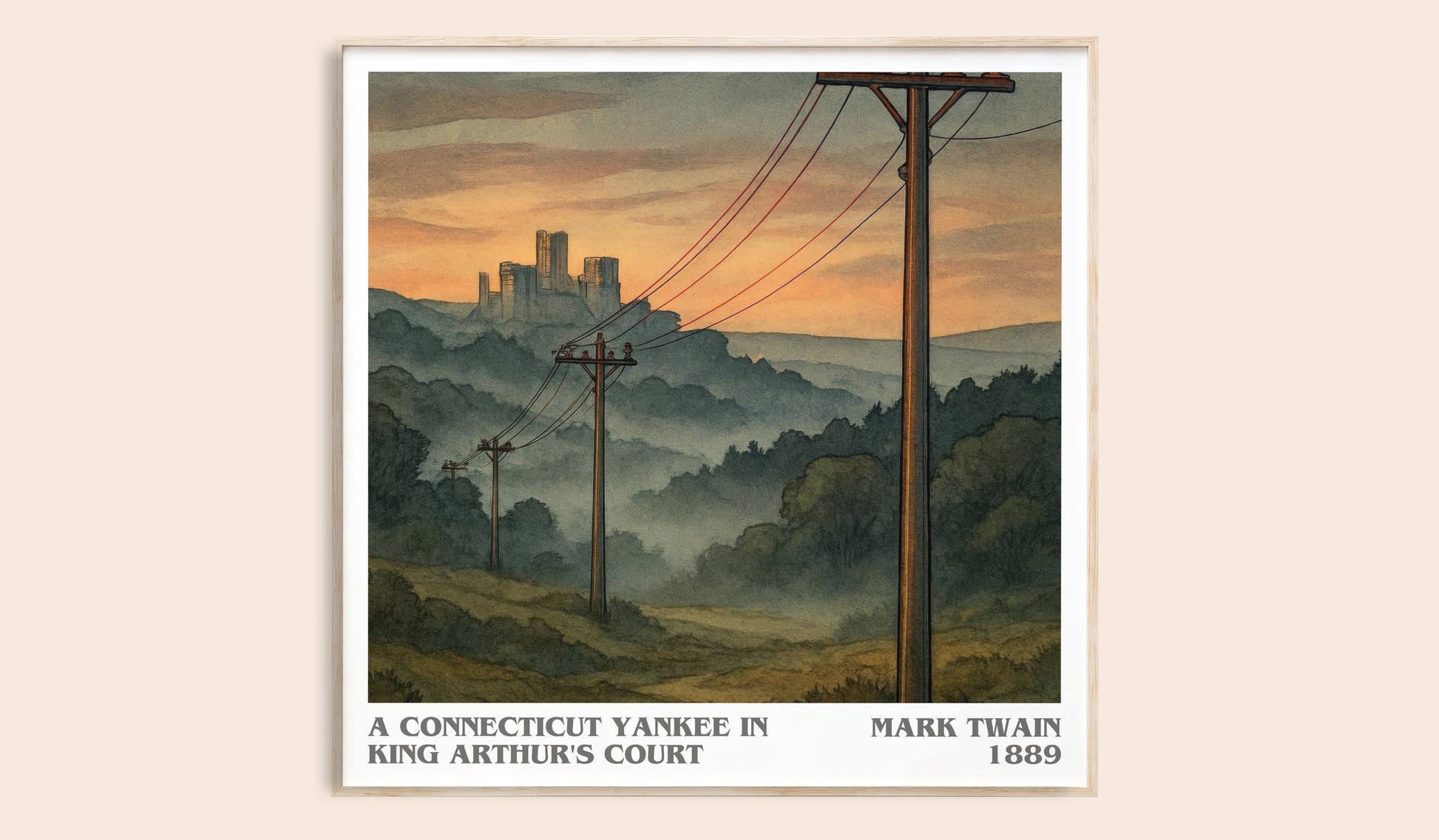 A Connecticut Yankee In King Arthur's Court literary book poster by Mark Twain – framed literary art print