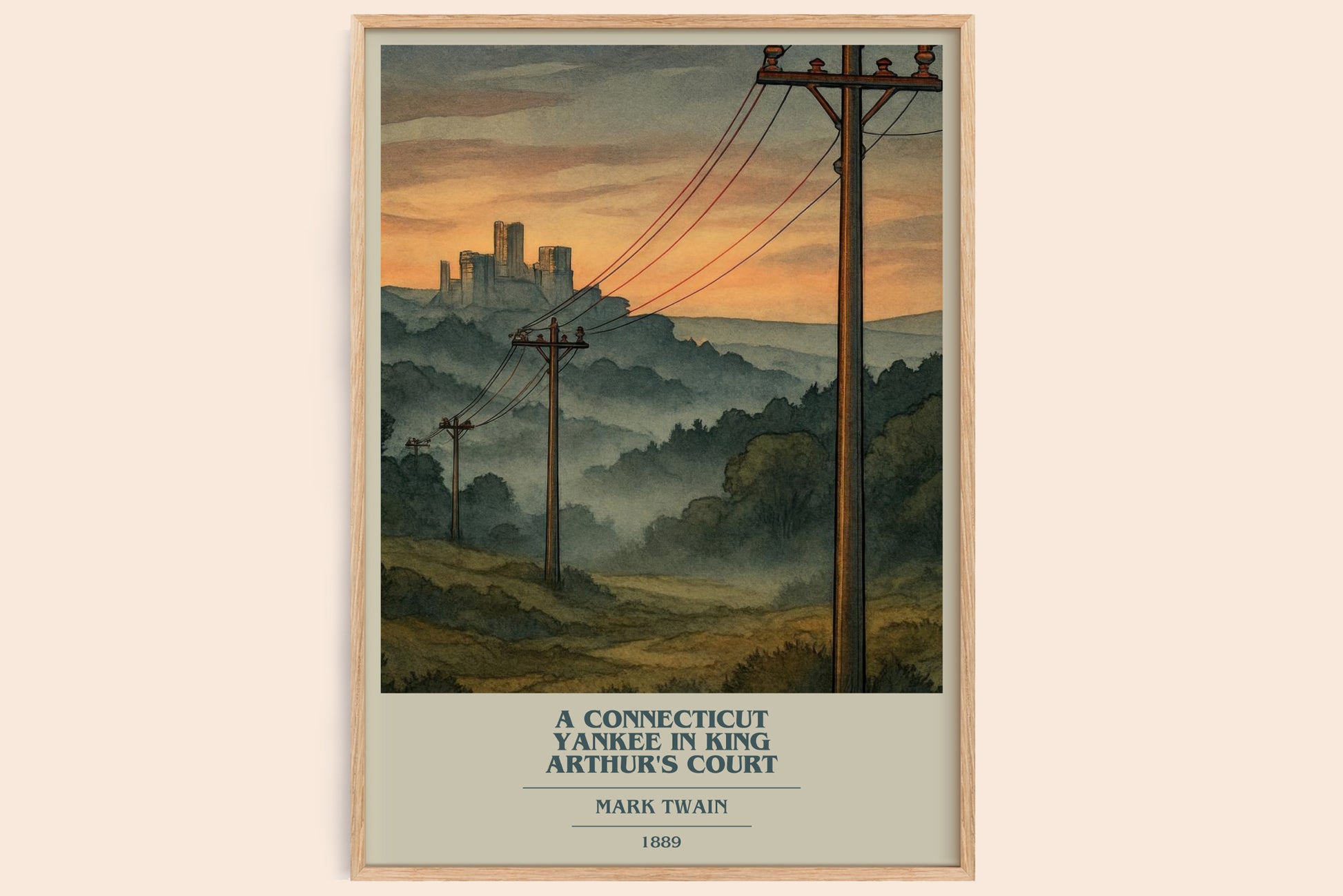 A Connecticut Yankee In King Arthur's Court book cover book poster by Mark Twain – framed literary art print