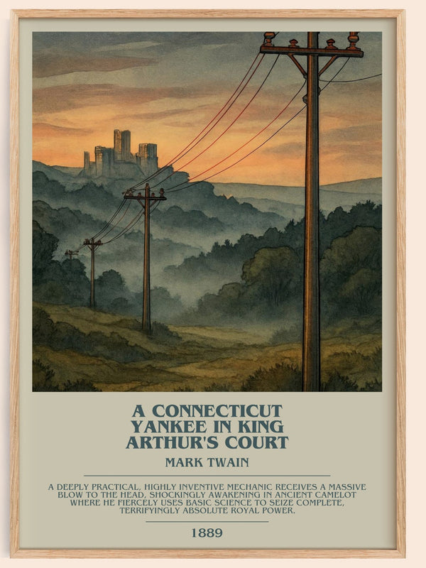 A Connecticut Yankee In King Arthur's Court bookish book poster by Mark Twain – framed literary art print