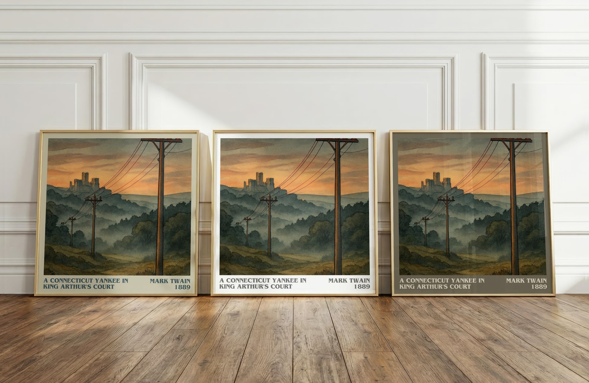A Connecticut Yankee In King Arthur's Court literary art print colour and style options – Mark Twain book art