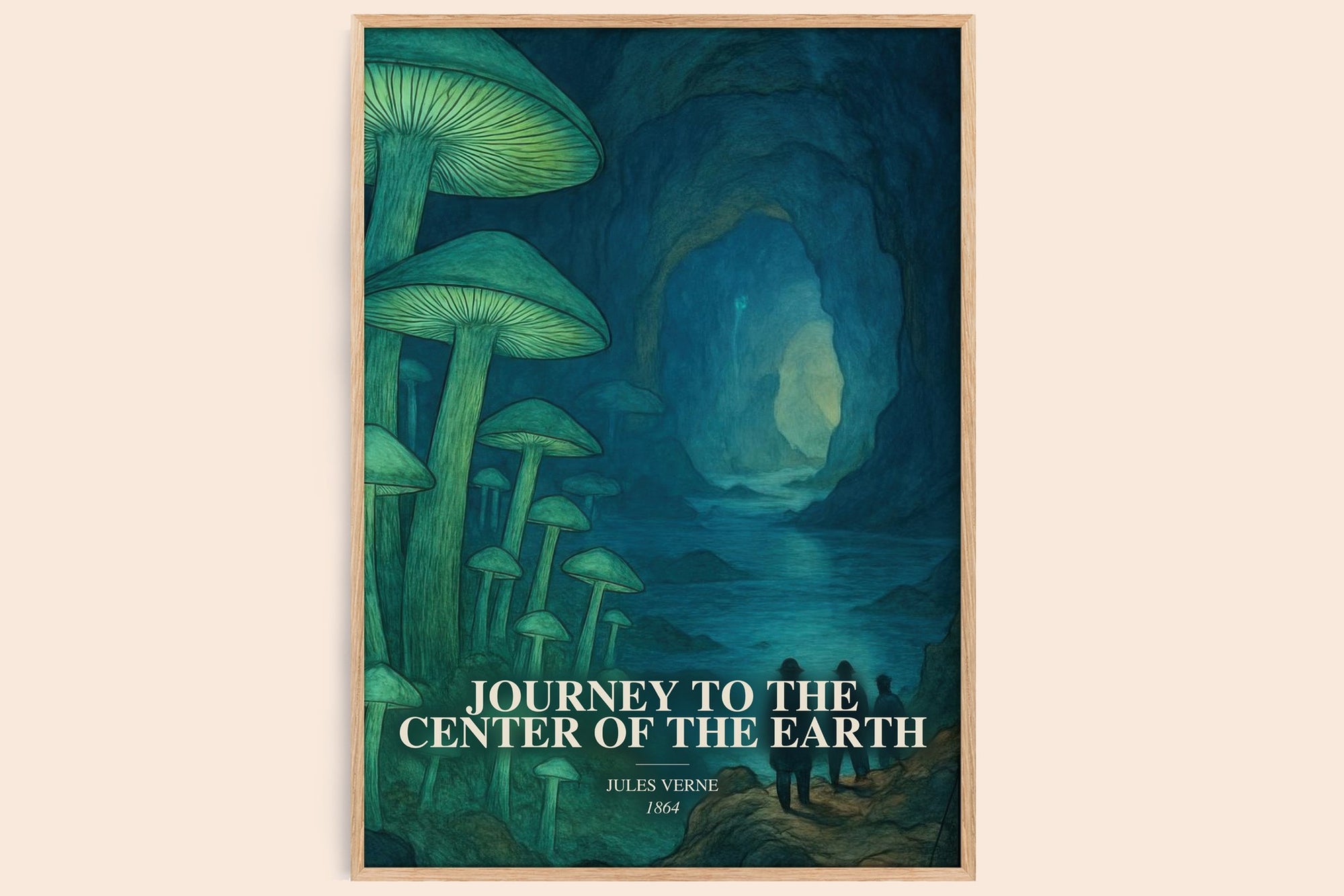 Journey To The Center Of The Earth watercolour book poster by Jules Verne – framed literary art print