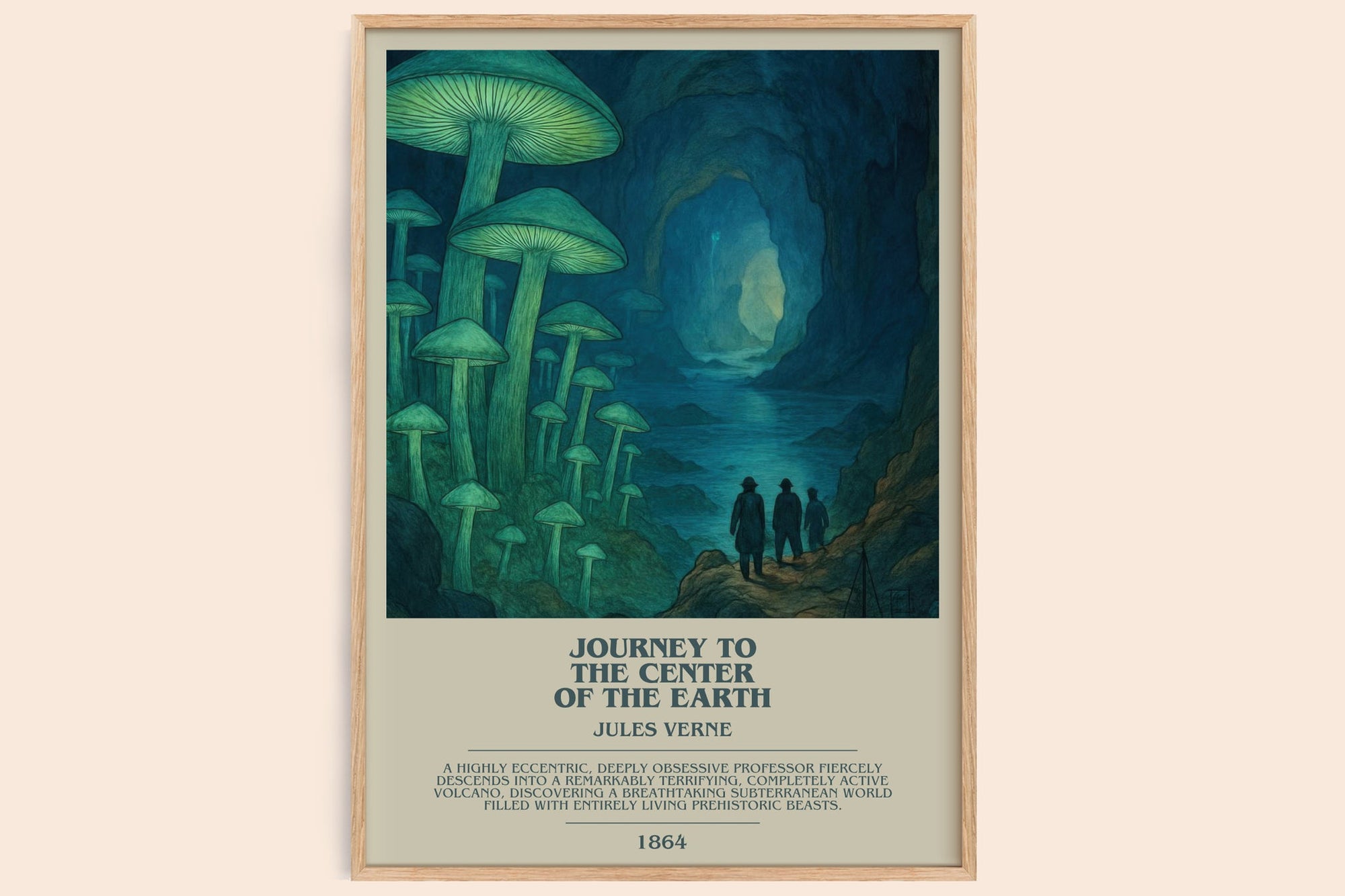 Journey To The Center Of The Earth bookish book poster by Jules Verne – framed literary art print