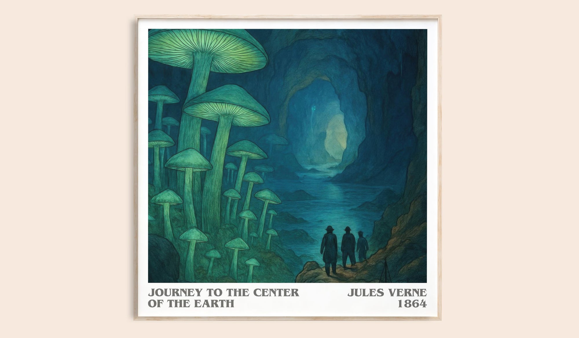 Journey To The Center Of The Earth literary book poster by Jules Verne – framed literary art print