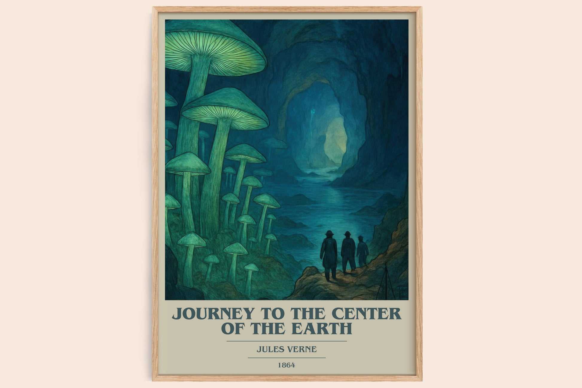 Journey To The Center Of The Earth book cover book poster by Jules Verne – framed literary art print