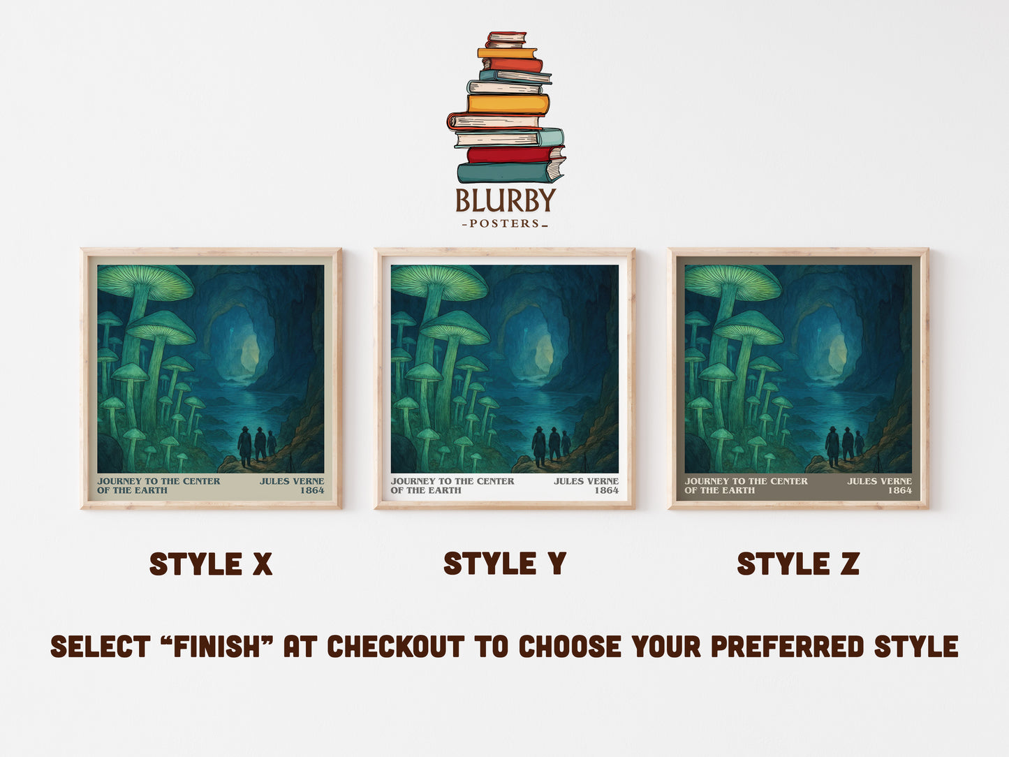 Journey To The Center Of The Earth literary print in frame leaning in hallway – adventure wall art