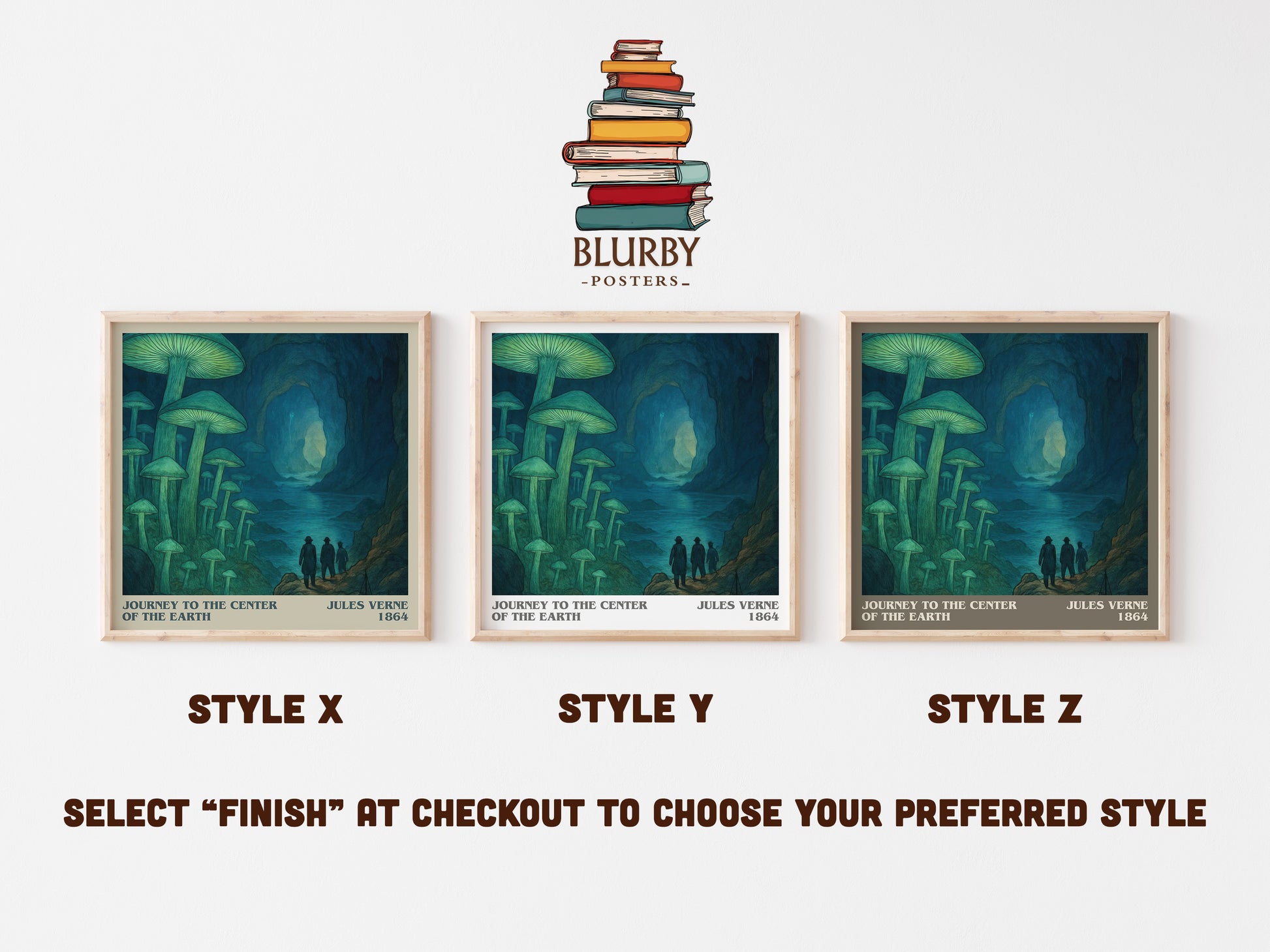 Journey To The Center Of The Earth literary print in frame leaning in hallway – adventure wall art
