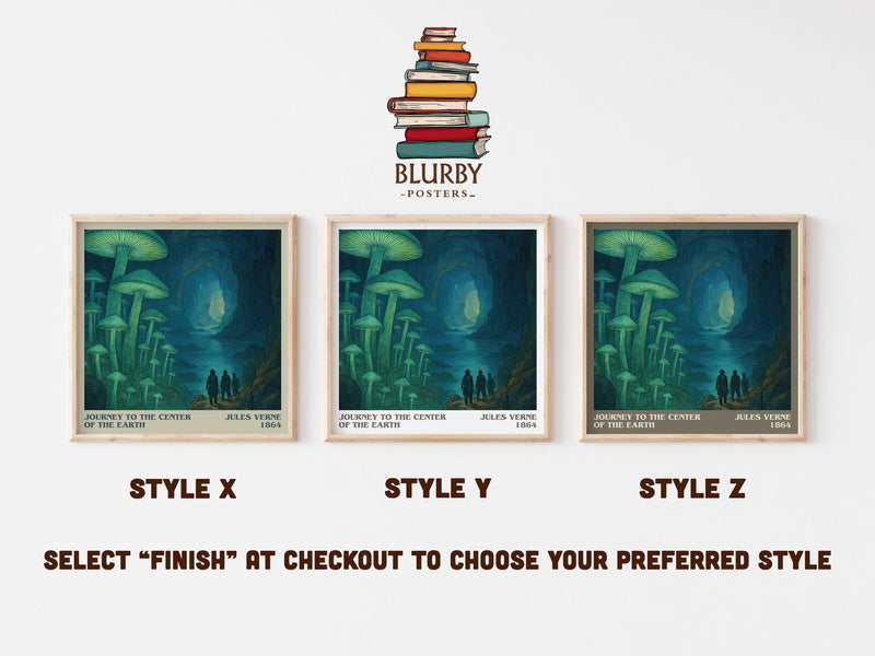 Journey To The Center Of The Earth literary print in frame leaning in hallway – adventure wall art