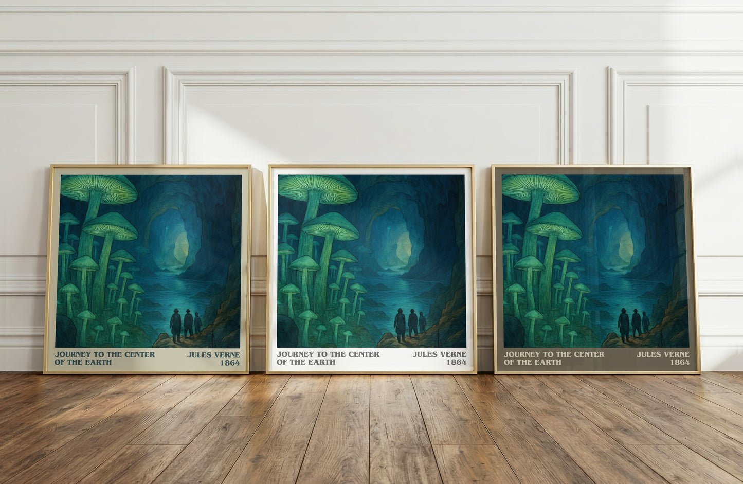 Journey To The Center Of The Earth literary art print colour and style options – Jules Verne book art