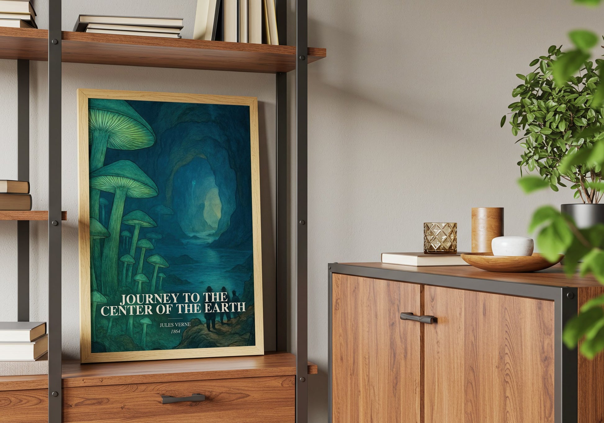 Journey To The Center Of The Earth book watercolour illustration paper finish options – matte satin gloss