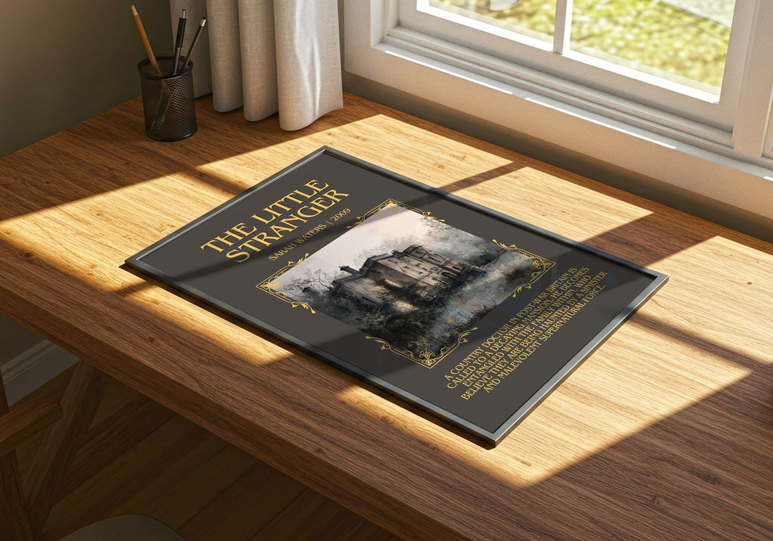 The Little Stranger Minimalist Book Poster by Sarah Waters – print on a sunlit desk
