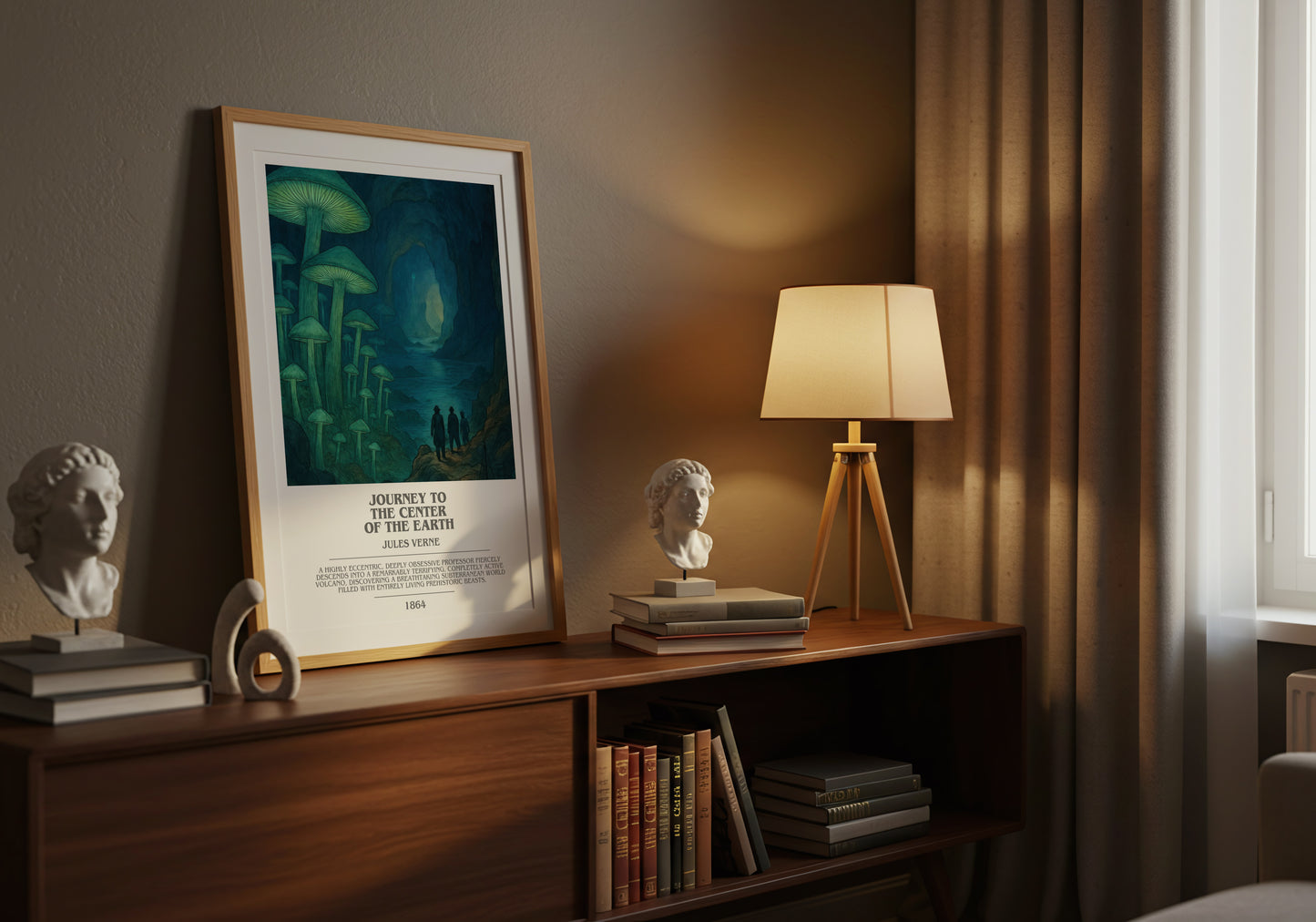 Journey To The Center Of The Earth bookish book poster framed on wall – adventure wall art