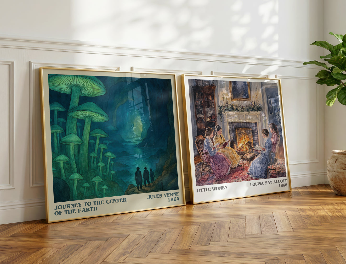Journey To The Center Of The Earth literary print on bookshelf – Jules Verne fan gift